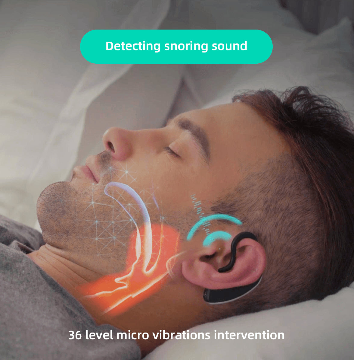 24 Hours Bluetooth Anti-Snoring Device Charge Snore Earset Snore Stopper Sleeping Aid Snoring Analyzes Sleep Datas Good Sleep